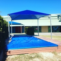 Sand pit cover and shade sail
